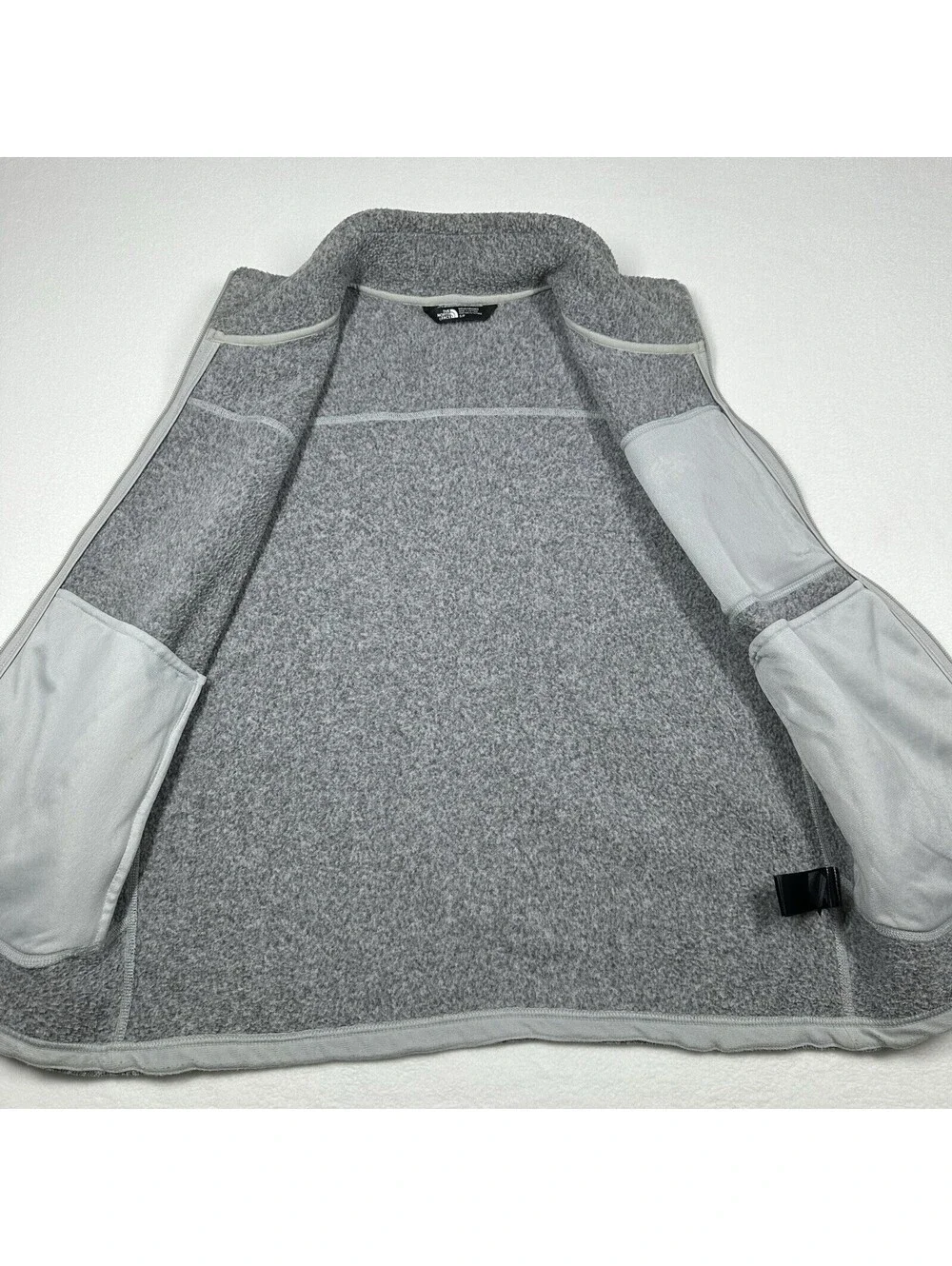 The North Face Mens Fill Zip Sweater Vest Fleece Lined Gray Heather Size Small